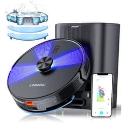 Loorow 3-in-1 Robot Vacuum and Mop Combo, Self Emptying Station for 60 Days, Robotic Vacuum Cleaner with LiDAR Navigation & Max Strong 4500Pa Suction, WiFi/App/Alexa Self-Charging Replaceable Dust Bag