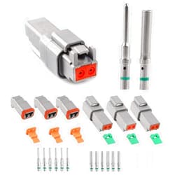 JRready ST6112 DT Connector 2 Pin Gray Waterproof Electrical Wire Connector DT04-2P DT06-2S with Deutsch Solid Contacts 14-20 AWG and Sealing Plugs,3 Sets
