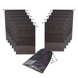 DIOMMELL 12PCS Travel Shoe Bags with Rope for Men and Women Large Shoes Pouch Storage Packing Organizers, Black