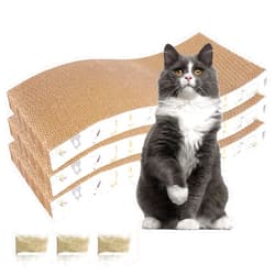 PatiencET 3 Pack Cat Scratcher Pad Recycle Corrugated Cat Scratching Pad Type S Cat Scratch Pad Lounger Sofa for Furniture Protector