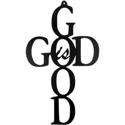 Hotop God is Good Black Cross Metal Wall Art Hanging Sign Nice Religious Decor Present for Home Wall Decoration in Family Office (Metal, 9.84 x 15.75 Inch)