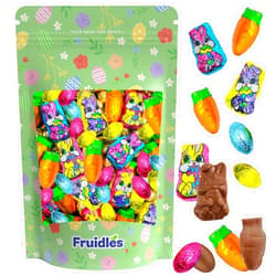 Fruidles Happy Easter Chocolate Variety Pack, Smooth & Creamy Milk Chocolate Party Bag Fillers, Individually Wrapped in Easter Shapes & Design Foils, Kosher Certified Dairy (1 Pound)