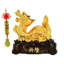 Betterdecor Feng Shui Chinese Zodiac Dragon on Treasure Statue Home Office Decoration for Good Luck