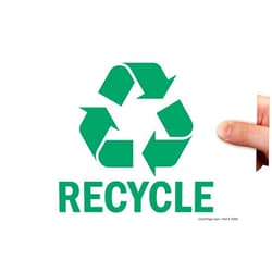 SmartSign Recycle Label with Symbol, 7 x 10 inch Recycling Yard Debris Sticker, Glossy Finish, 3 mil Laminated Adhesive Polyester, Green and White, USA-Made, 100+ Years of Sign Expertise
