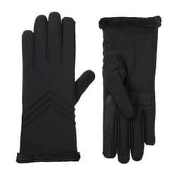 Isotoner Women's Spandex Chevron Gloves – Microluxe Lining, smartDri, Touchscreen, Water Repellent, Black, Large/XL