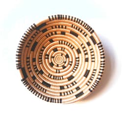 Amsha Small African Basket- Matimba/Rwanda Basket/Woven Bowl/Sisal & Sweetgrass Basket/Tan, Black