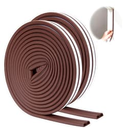 SUNMON Weather Stripping Door Seal Strip, 52.5Feet (16M) D-Type Door Soundproofing, Self Adhesive Foam Weatherstrip for Door and Window (Brown)