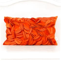 Alerfa 3D Leaves Handmade Throw Pillow Cover Decorative Floral Velvet Pillowcase Cushion Cover for Couch Bed Living Room Home Decor 12x20 Inche, Orange
