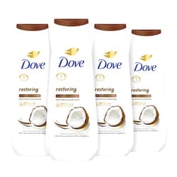 Dove Body Wash Restoring Coconut & Cocoa Butter 4 Count for Renewed, Healthy-Looking Skin Gentle Skin Cleanser That Effectively Washes Away Bacteria While Nourishing Your Skin 20 oz