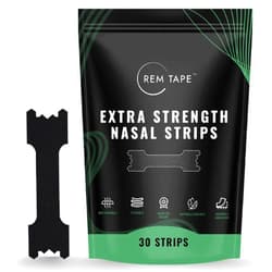 REM Tape™ Extra Strength Nasal Strips (30 Pack). Congestion and Snoring Relief. Dual Spring Flex Technology. Soft Medical Grade Fabric. Skin Friendly Hypoallergenic Adhesive. One Month Supply!, Black