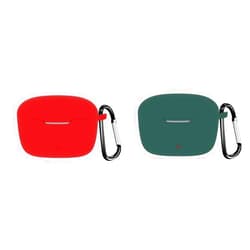 DAYJOY 2 Pack DAYJOY Soft Silicone Protective Case Cover Compatible with Ptron Bassbuds Duo Earbuds, Protective Skin Sleeve with Key Chain (red+Green)