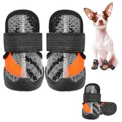 SlowTon Dog Shoes for Small Size Dogs - Soft Rubber Sole Dog Boots & Paw Protector for Summer Hot Pavement Winter Snow Rain, Breathable Dog Booties for Outdoor Walking Indoor Hardwood Floor (Black, 3)