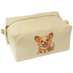 Azeeda 'Weish Corgi' Canvas Wash Bag/Makeup Case (CS00034667)