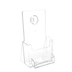 SOURCEONE.ORG Acrylic Deluxe 4 Inch Wide Trifold Brochure Holder with Buisness Card Holder Counter Top or Wall Mount Use