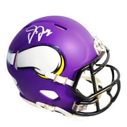 RSA Justin Jefferson Autographed Minnesota Vikings Football Mini Helmet - Hand Signed & Beckett Grading Services Authenticated