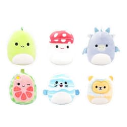 Squishmallows Original Micromallows 6-Pack – Danny Dinosaur, Dane Dragon, Malcolm Mushroom, Lena Guava Fruit, Leonard Lion, Noah Seal