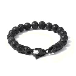 Starmond Mens Beaded Bracelets Gifts: 10mm Tiger Eye Mens Bracelet Black Mens Bracelets Beads with Lava Rock Stone and Stainless Steel Clasps as Mens Jewelry Gift of Anxiety Bracelets and Stress