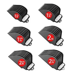Yinke Clipper Guards Cutting Guides for Wahl Hair Clippers with Metal Clip of Model 1.25 in & 1.5 in & 1.75 in & 2 in & 2.25 in & 2.5 in, Fits Most Full Size Wahl Clippers (Black-6 PIECES) Black-6pcs