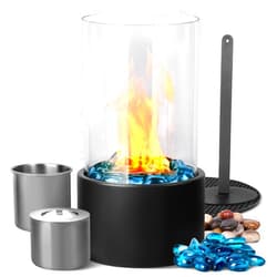 Eufrozy Indoor Tabletop Fire Pit Bowl, Small Rubbing Alcohol Fire Pit Table Top Fireplace Portable with Glass, Smokeless Clean Burning Bio Ethanol Flame for Smores Balcony Outdoor Patio Personal