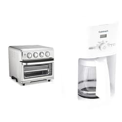 Cuisinart Air Fryer + Convection Toaster Oven, 8-1 Oven with Bake, Grill, Broil & Warm Options, Stainless Steel, TOA-70 & DCC-1120 12-Cup Classic Programmable Coffeemaker, White, 12-Cup, Programmable