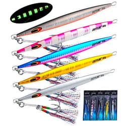 Goture 5pcs Vertical Fishing Jigs - Saltwater, Luminous Slow Jigging with Japan Import Laser Lead Vertical Jigs 2.82/5.64/7.05 Oz