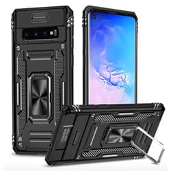 Zewan for Galaxy-S10-Case,S10 Case with Slide Camera Cover Protector and 360°Rotate Ring Stand, Heavy Duty Shockproof Military-Grade Phone Case for Samsung Galaxy S10 Case,Black
