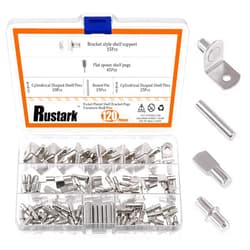 Rustark 120 Pcs 4 Styles Nickel Plated Shelf Pins Bracket Pegs Cabinet Furniture Shelf Pin Support Assortment Kit Perfect for Shelf Holes