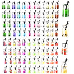 Hicarer 104 Pcs Milk Tea Charm Boba Charms Mini Colorful Bottle Charms Fruit Juice Pendant for DIY Jewelry Craft Earring Keychain