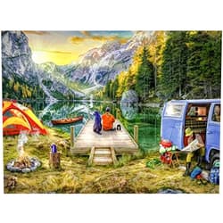 Ravensburger Calm Campsite Great Outdoors Puzzle - 300 Piece Jigsaw for Kids and Adults | Unique Shape Pieces | Anti-Glare Surface for Ages 9 and Up