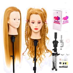 Neverland Beauty & Health Neverland Beauty Mannequin Head with Hair and Mannequin Head Stand Tripod, 26 Inch Make up Cosetology Mannequin Head with Stand Hair Braiding Cosmetology Manikin Head with Tripod For Braiding Styling