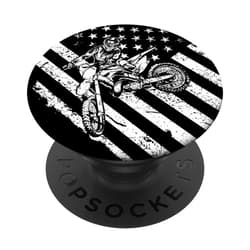 Dirt Bike Rider Apparel Co. Dirt Bike Motorcycle Motocross Braap US Flag Gift PopSockets PopGrip: Swappable Grip for Phones & Tablets PopSockets Adhesive PopGrip