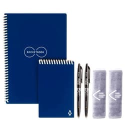 Rocketbook Smart Reusable Notebook Set - Dot-Grid Eco-Friendly Notebook with 2 Pilot Frixion Pens & 2 Microfiber Cloths Included - Midnight Blue Covers, Executive (6