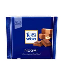RITTER SPORT CHOC BAR MLK NOUGAT-PRALINE