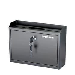 Uniclife Wall Mounted Mailbox with Key Lock & Newspaper Holder, Suggestion Box with Top Slots, Key Drop Box, Safe Lock Box, Metal Donation Box, Ballot Box for Office Business Activity