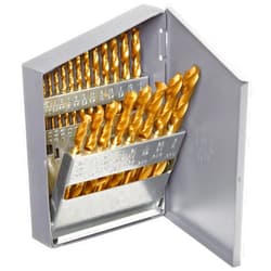 Chicago-Latrobe Chicago Latrobe 69892 2550 Series Cobalt Steel Jobber Length Drill Bit Set With Metal Case, TiN Coated, 135 Degree Split Point, Inch, 21-piece, 1/16