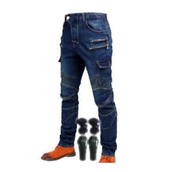 YXYECEIPENO Extended Armor Motorcycle Pants Motorcycle Riding Jeans Stretch Fabric, Straight Fit Suitable for All Season Riding, Adventure Sports (Color : Blue, Size : Large)