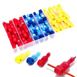 Ginsco 200 Pcs/100 Pairs T-Tap Wire Connectors, Ginsco Quick Splice Self-Stripping Electrical T-tap Wire Terminals with Nylon Fully Insulated Male Spade Connector Quick Disconnects Kit for Wiring Automotive