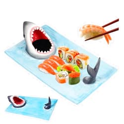 DLTFRSED Shark Sushi Plate, Sushi Plates, Shark Attack Ceramic Sushi Plate - Food Safe Materials, Microwave/Oven/Freezer/Dishwasher Safe (1Pc)