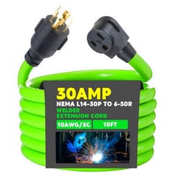 Kanayu 10 ft Welder Extension Cord Compatible with NEMA L14-30P to 6-50R, 4 Prong Generator to 3 Prong Welder Power Adapter Cord 30 Amp Generator Locking Plug Connector for Welding