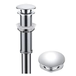 KRAUS Bathroom Sink Pop-Up Drain Assembly in Chrome for Vessel Sinks and Sinks without Overflow, with Extended Thread for Thicker Countertops, PU-L10CH