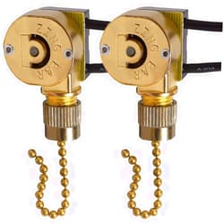 Akahttbn Ceiling Fan Switch Zing Ear ZE-109M Pull Chain Cord Switch For Ceiling Light Fans Lamps and Wall Lights Pull Chain Switch Brass Pull Chain,2 Pack