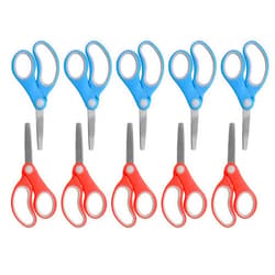 Westcott 55844 Right- and Left-Handed Scissors, Kids' Scissors, Ages 4-8, 5-Inch Blunt Tip, 10 Pack Assorted