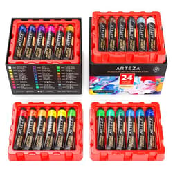ARTEZA Acrylic Paint Set of 24 Tubes (0.74 oz, 22 ml) Non Toxic Acrylic Artist Paints, Heavy Body Acrylic Paint Art Supplies for Canvas Painting