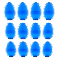 Entervending Easter Eggs 3” - Blue Color Bright Fillable Easter Eggs – 12 pcs - Easter Basket Stuffers - Empty Large Enough to Hold Toy and Candy - Plastic Easter Eggs Filler Bulk - Egg Hunt Kids Surprise