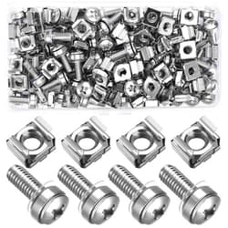 Qxayxa 110 Pcs/55 Set Rack Mount Screws and Cage Nuts for Rack Mount Server Cabinet Cage Nuts & Mounting Screws Washer, Carbon Steel Rack Screws and Cage Nuts for Rack Mount Server Shelves Cabinet