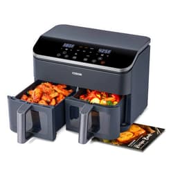 COSORI 9Qt 10-in-1 Dual Air Fryer, Fresh Balanced Meals for Family and Children with Double Baskets, Sync Cook & Finish to Bake, Roast, Reheat, Broil & 130 Recipes for Easy Cooking, Dishwasher Safe