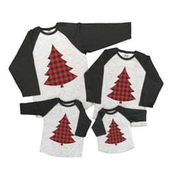 7 ate 9 Apparel Matching Family Christmas Shirts - Plaid Tree Grey Shirt
