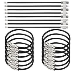 Anjmd 50 Pieces Metal Cable Key Rings 4 Inch Stainless Steel Wire Keychain Cable Heavy Duty Luggage Tags 2mm Cable Key Rings for ID Tags Outdoor Hiking (Black)