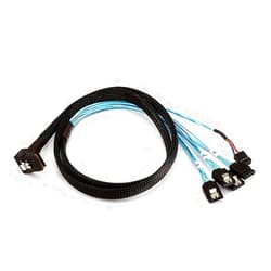 Monoprice 1m 28AWG Internal Mini SAS 36-Pin Male to SATA 7-Pin Female with Latch Forward Breakout Cable, Black (108192)