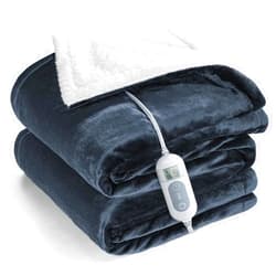 Shodu Electric Blanket Heated Throw,Double-Sided Flannel＆Sherpa Electric Throw with1-9 hrs Timer Auto-Off & 8 Heating Levels,ETL Certification,Machine Washable,Heated Protection Ultra Soft Warm